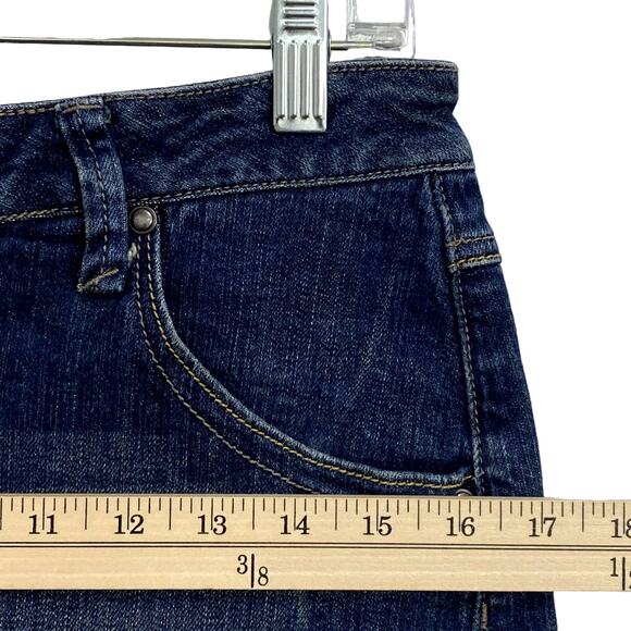 Sandia Jeans Mini Skirt Juniors 7 Blue Denim Stretch Embroidered Back Pockets - Picture 11 of 14